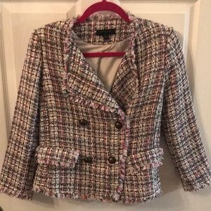 Ann Taylor Petite fringe Tweed Blazer